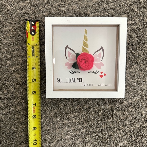 Other - Unicorn Floral Shadow Box Wall Art - White Frame, Pink & Gold Accents